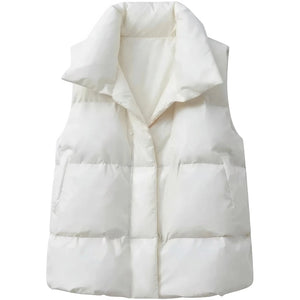 Doudoune ete sans manche femme blanc casse, vue de face