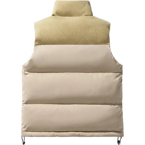 Doudoune sans manche beige homme, vue arriere, beige sable