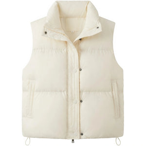 Doudoune sans manche chic blanc creme, vue de face