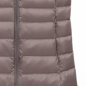 Doudoune sans Manche Femme en Duvet, posée à plat, taupe