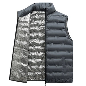 Doudoune sans Manche Grande Taille Homme, coloris gris, vue de face sur fond blanc, doublure alvéolée réfléchissante