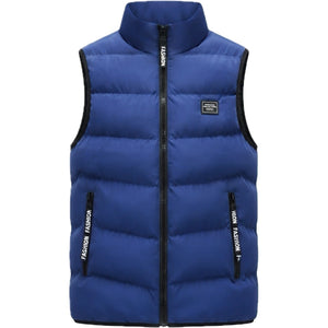 Doudoune sans manche gris homme coloris bleu, vue de face