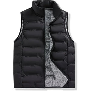 Doudoune sans Manche Hiver Homme, coloris noir, vue de face sur fond blanc