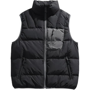 Doudoune sans manche homme avec poches, noir, poche de poitrine contrastee