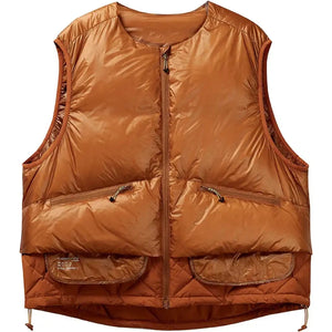 Doudoune sans Manche Oversize Homme, coloris orange, vue de face sur fond blanc
