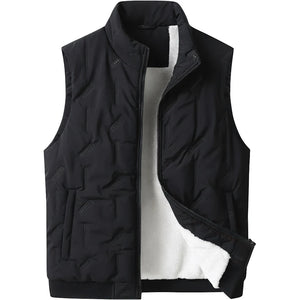 Doudoune sans manche polaire homme coloris noir, doublure fourrure synthétique, vue de face