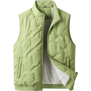 Doudoune sans manche polaire homme coloris vert, doublure fourrure synthétique, vue de face