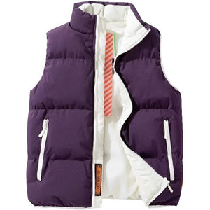 Doudoune sans manche randonnee homme, violet, doublure blanche contrastee