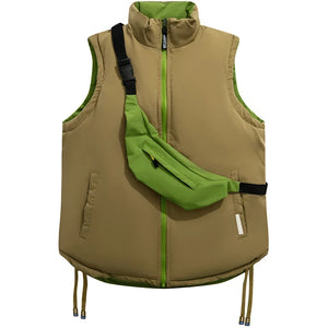 Doudoune sans manche reversible homme, kaki fonce, doublure vert