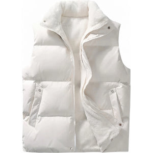 Doudoune sans manche sherpa homme coloris blanc, doublure sherpa visible, vue de face
