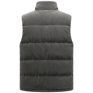 Doudoune sans Manche Velours Homme, coloris gris, vue de dos sur fond blanc