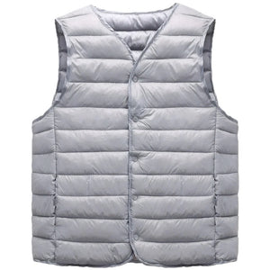 Doudoune Ultra Légère sans Manche Homme, coloris gris, vue de face sur fond blanc