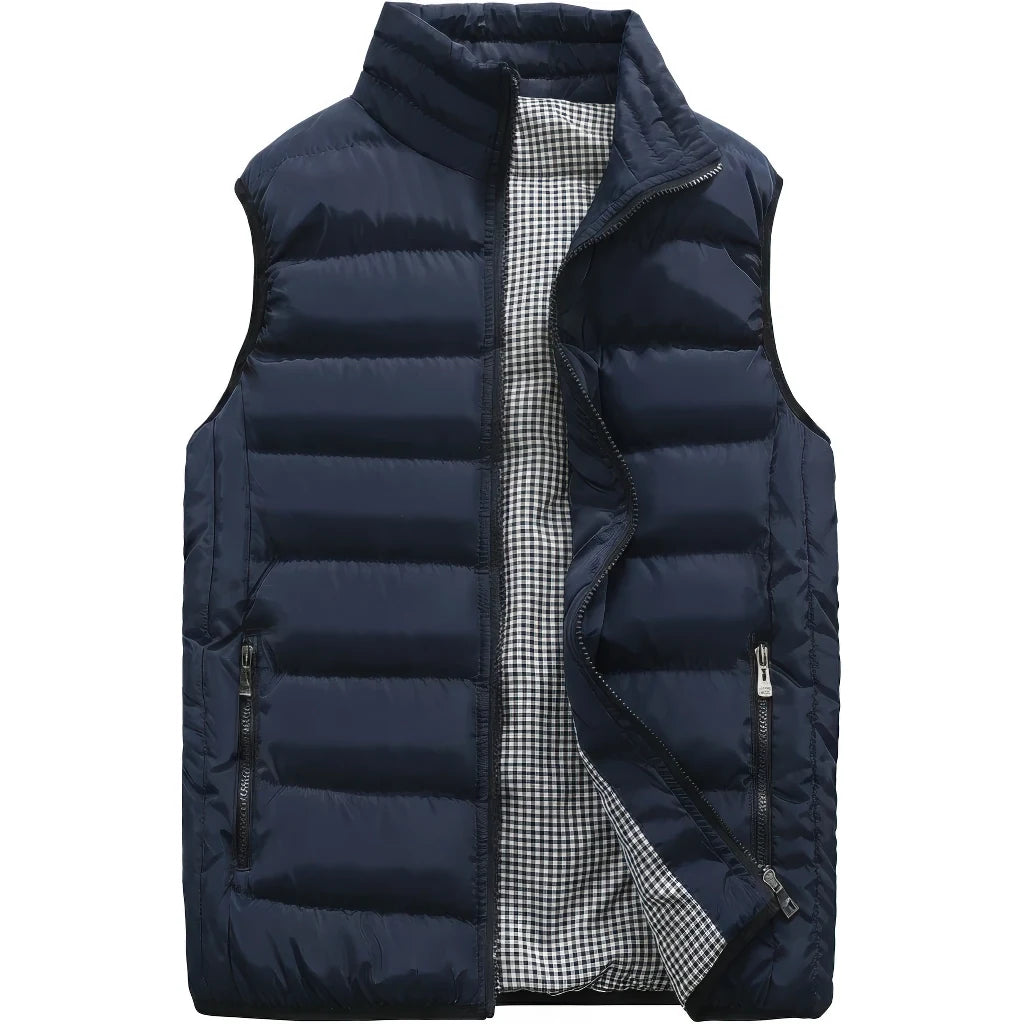 Doudoune de travail sans manche homme, bleu, doublure pied de poule