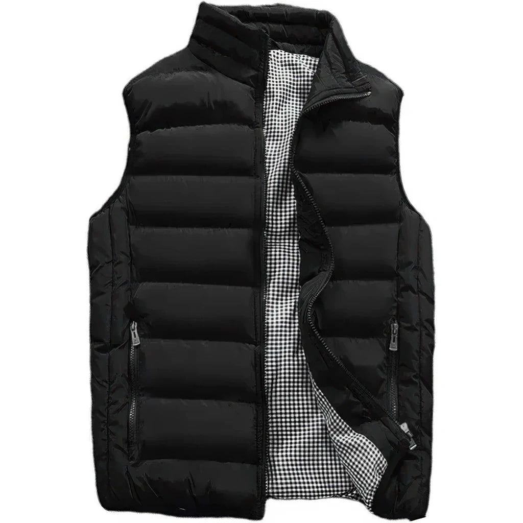 Doudoune de travail sans manche homme, noir, doublure pied de poule