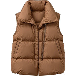 Doudoune ete sans manche femme camel, vue de face