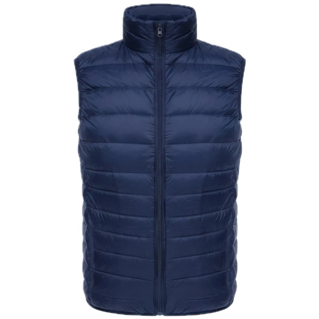 Doudoune Fine sans Manche Homme, coloris bleu marine, vue de face sur fond blanc