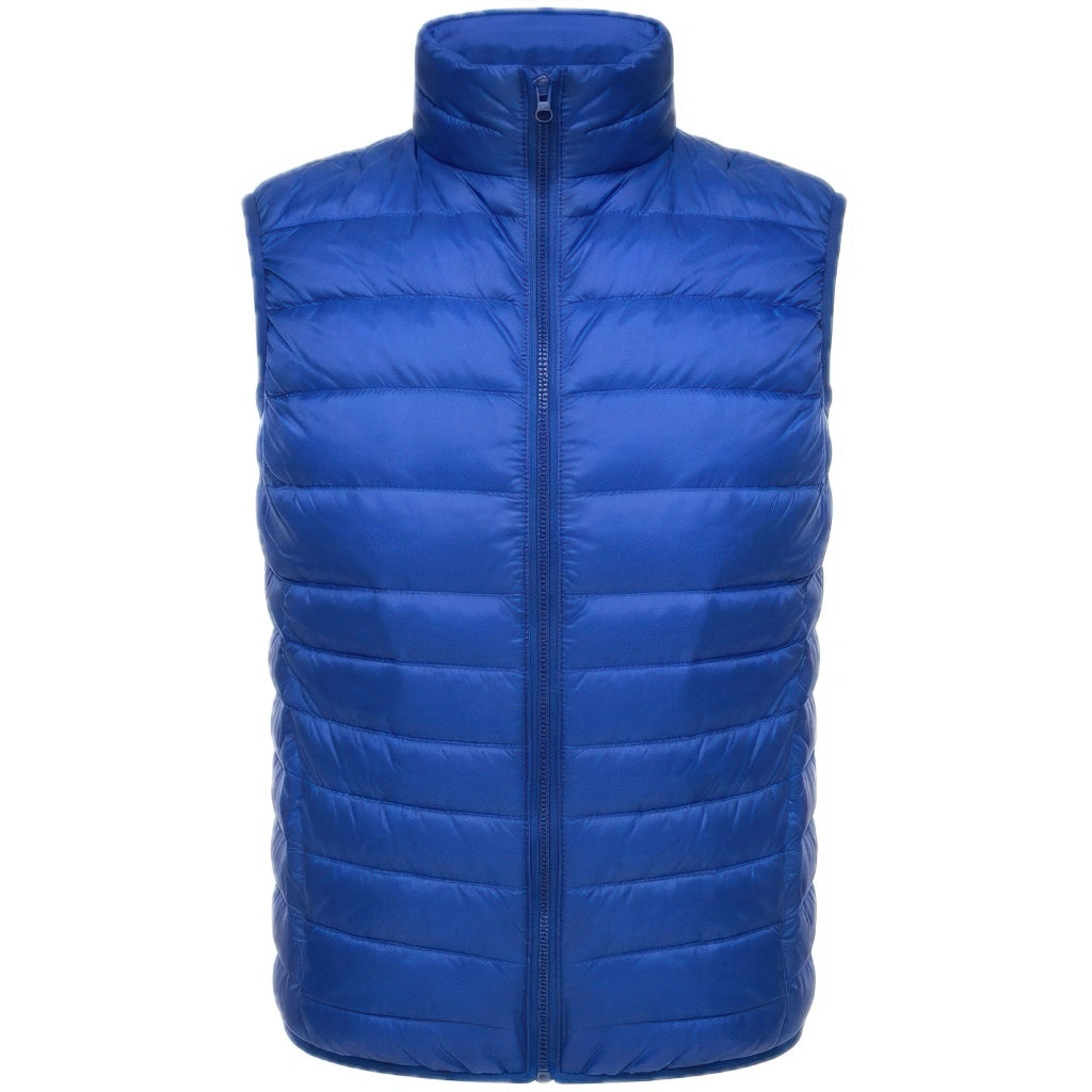 Doudoune Fine sans Manche Homme, coloris bleu, vue de face sur fond blanc