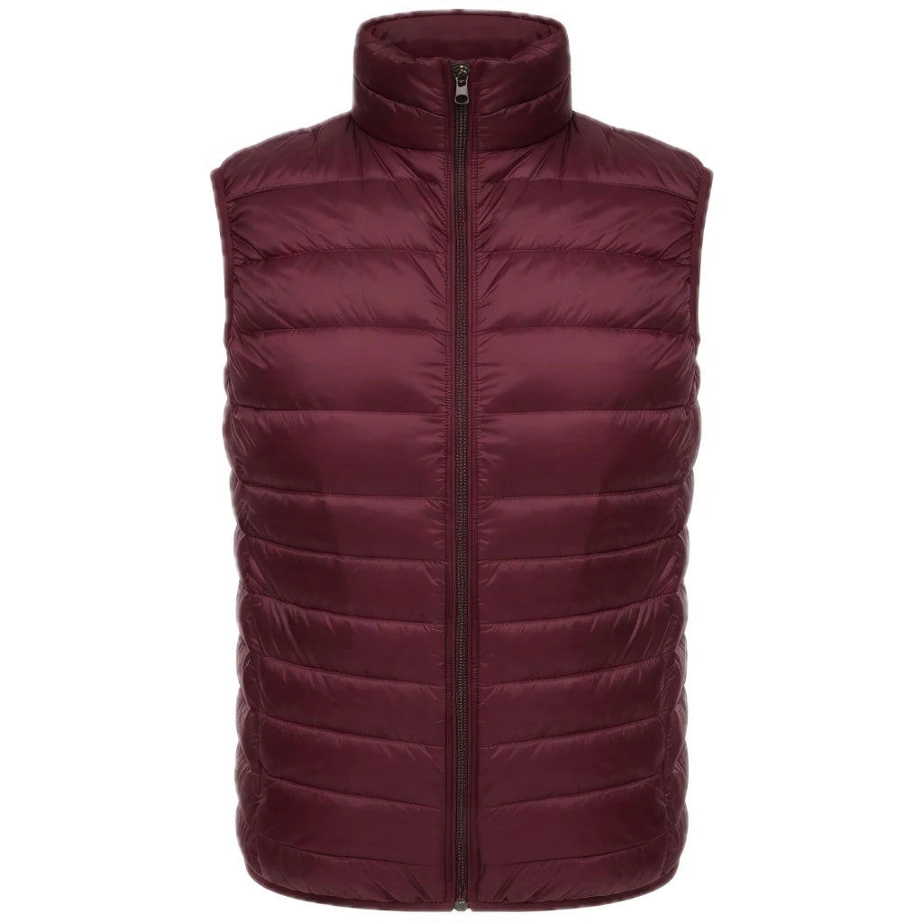 Doudoune Fine sans Manche Homme, coloris bordeaux, vue de face sur fond blanc