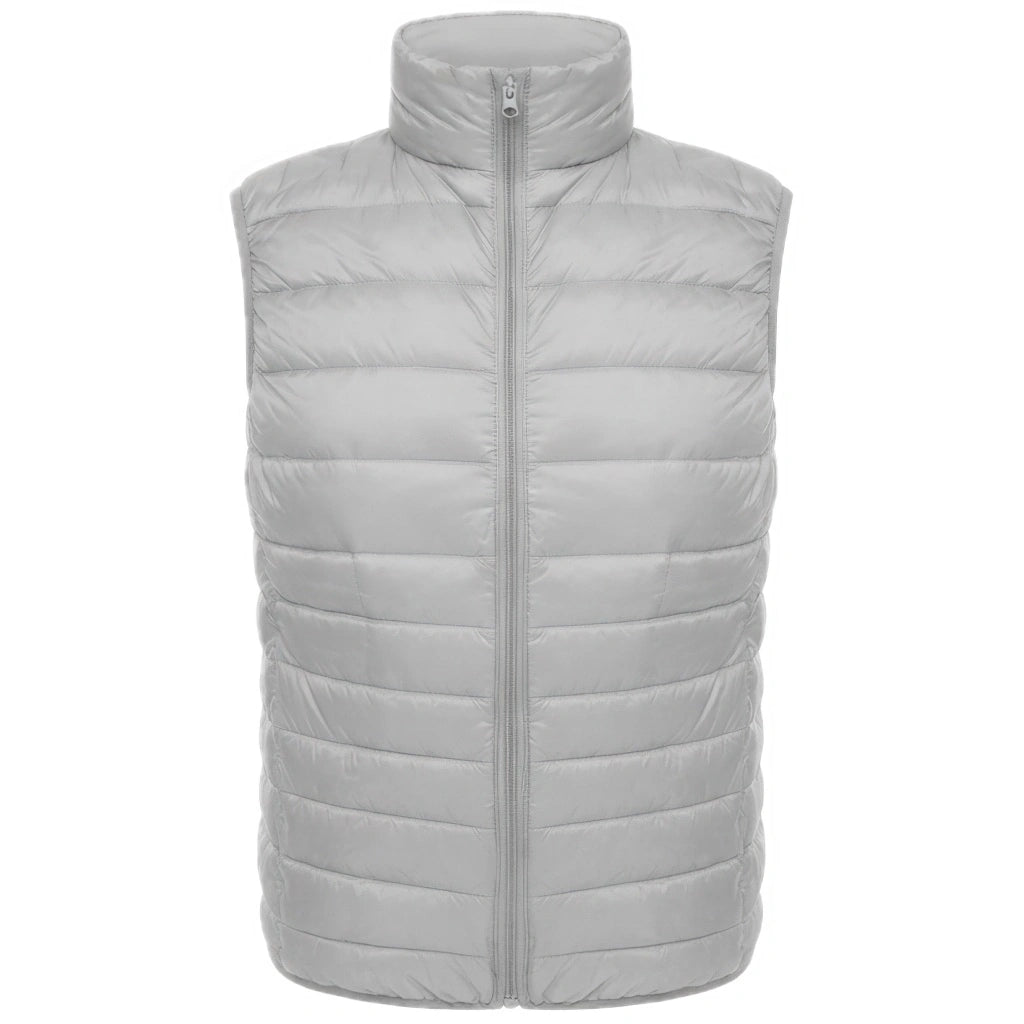 Doudoune Fine sans Manche Homme, coloris gris, vue de face sur fond blanc