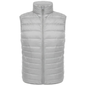 Doudoune Fine sans Manche Homme, coloris gris, vue de face sur fond blanc