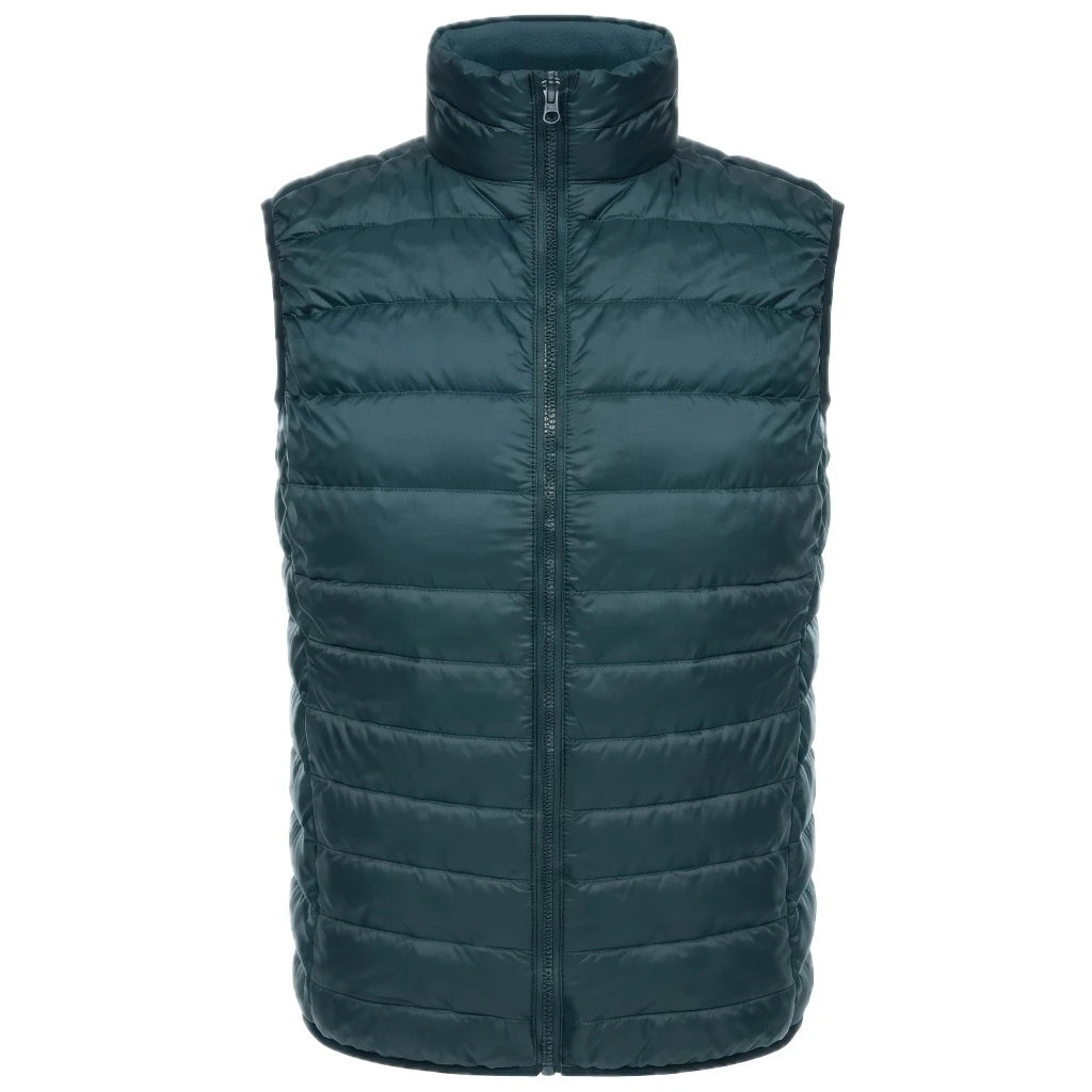 Doudoune Fine sans Manche Homme, coloris vert, vue de face sur fond blanc