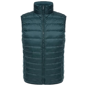 Doudoune Fine sans Manche Homme, coloris vert, vue de face sur fond blanc