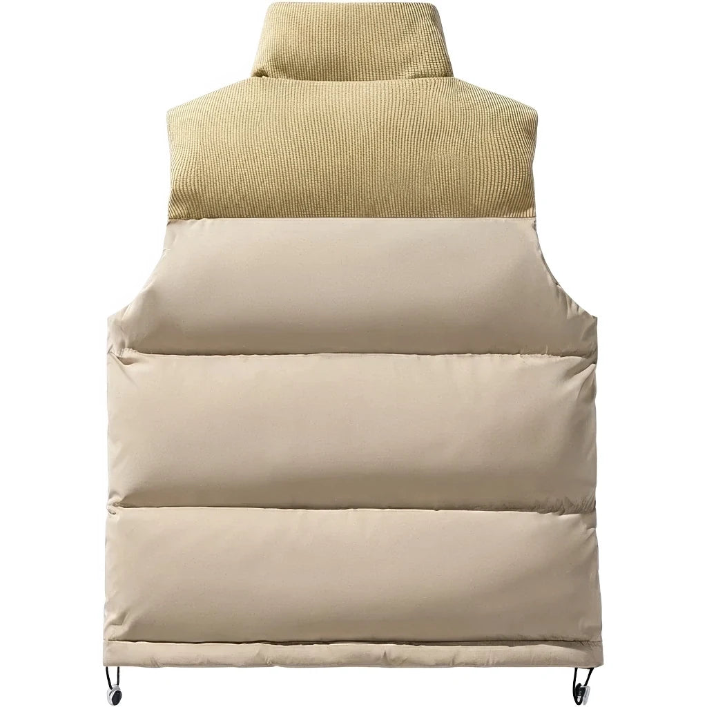 Doudoune sans manche beige homme, vue arriere, beige sable