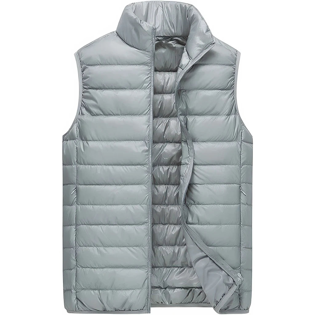 Doudoune sans manche bleu homme, gris, nylon satine