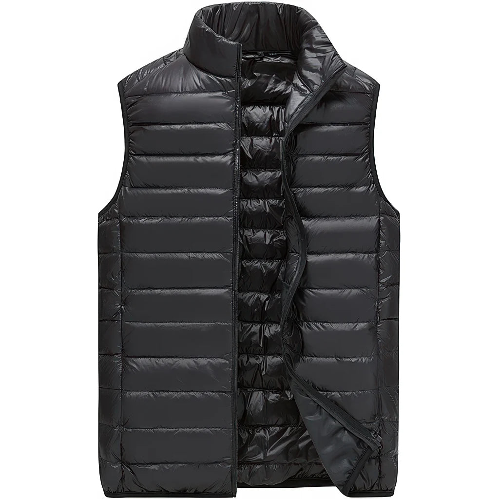 Doudoune sans manche bleu homme, noir, nylon satine