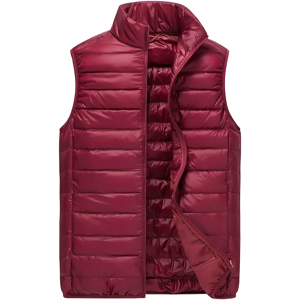 Doudoune sans manche bleu homme, rouge, nylon satine