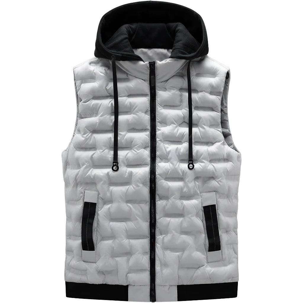 Doudoune sans manche bleu roi homme, blanc casse, matelasse en briques