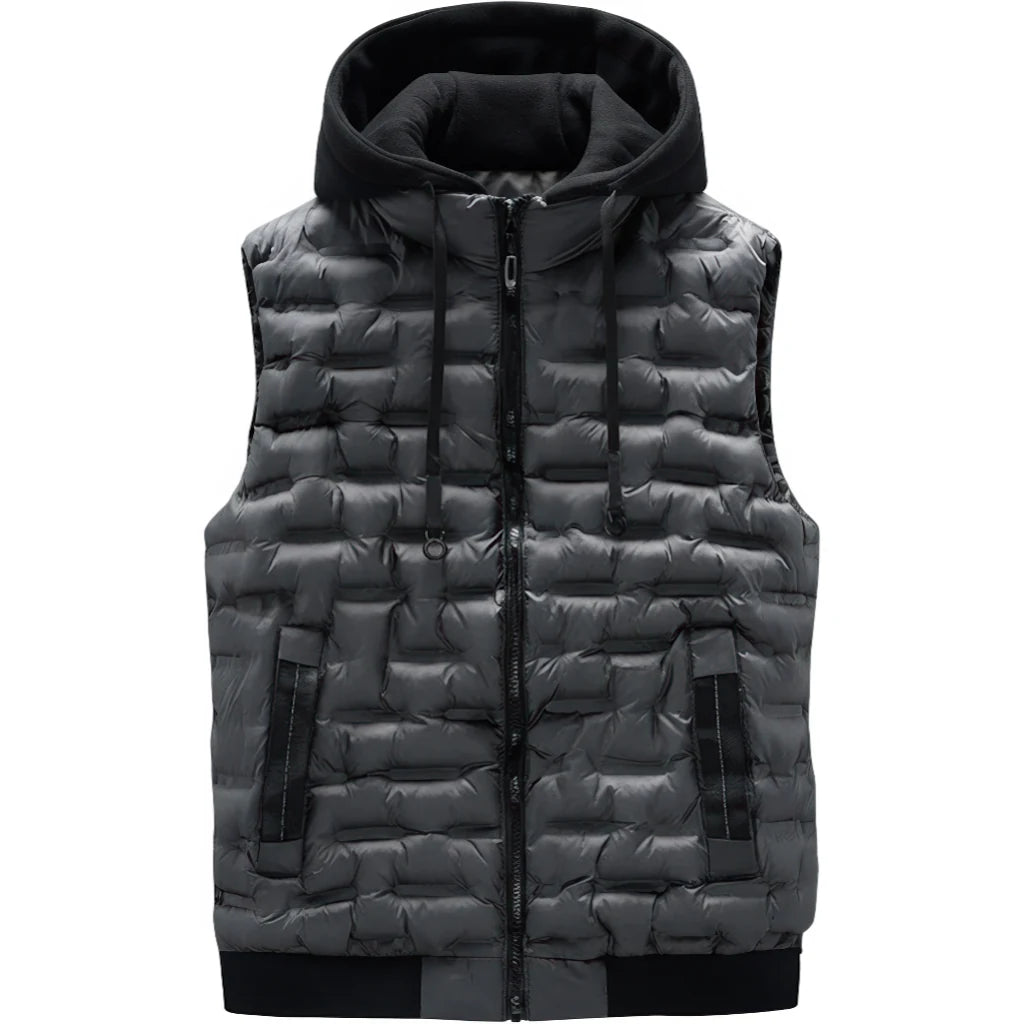 Doudoune sans manche bleu roi homme, gris, matelasse en briques
