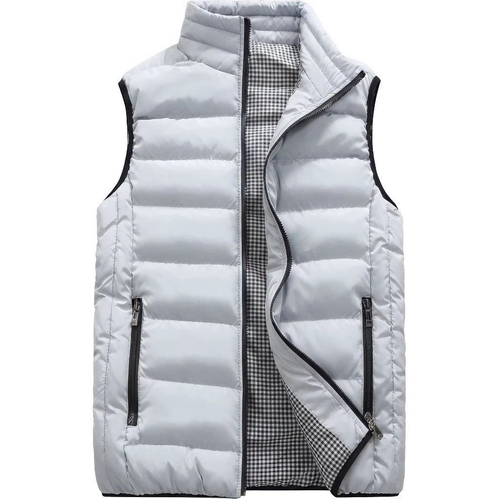 Doudoune sans manche bordeaux homme, gris clair, doublure a damier