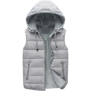 Doudoune sans manche capuche amovible homme coloris gris, capuche en place, vue de face