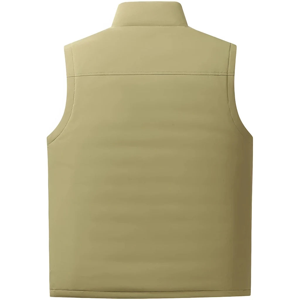Doudoune sans manche chasse homme beige, vue de dos