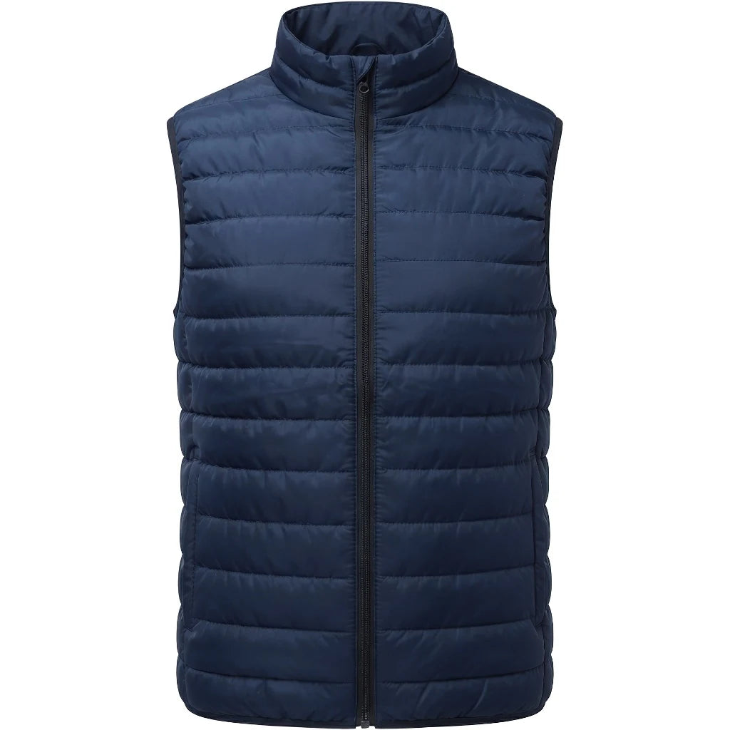 Doudoune sans manche chaude homme coloris bleu, matelassage chevrons, vue de face
