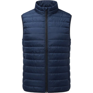 Doudoune sans manche chaude homme coloris bleu, matelassage chevrons, vue de face
