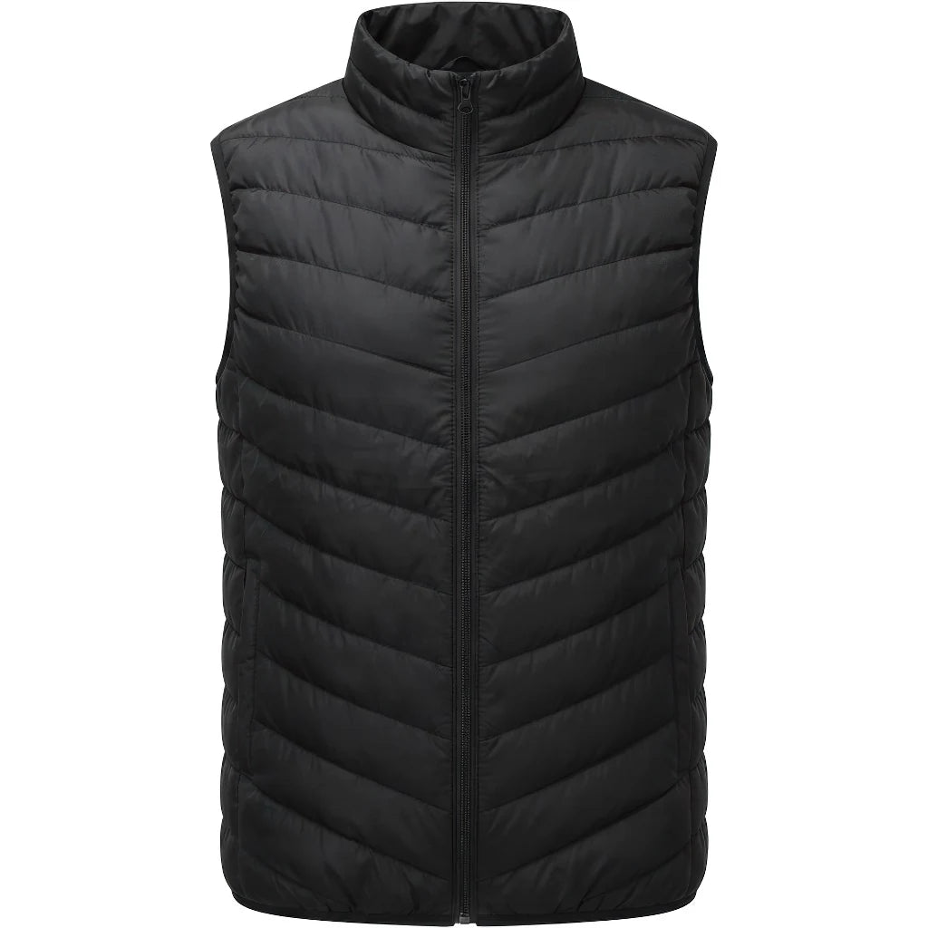 Doudoune sans manche chaude homme coloris noir, matelassage chevrons, vue de face