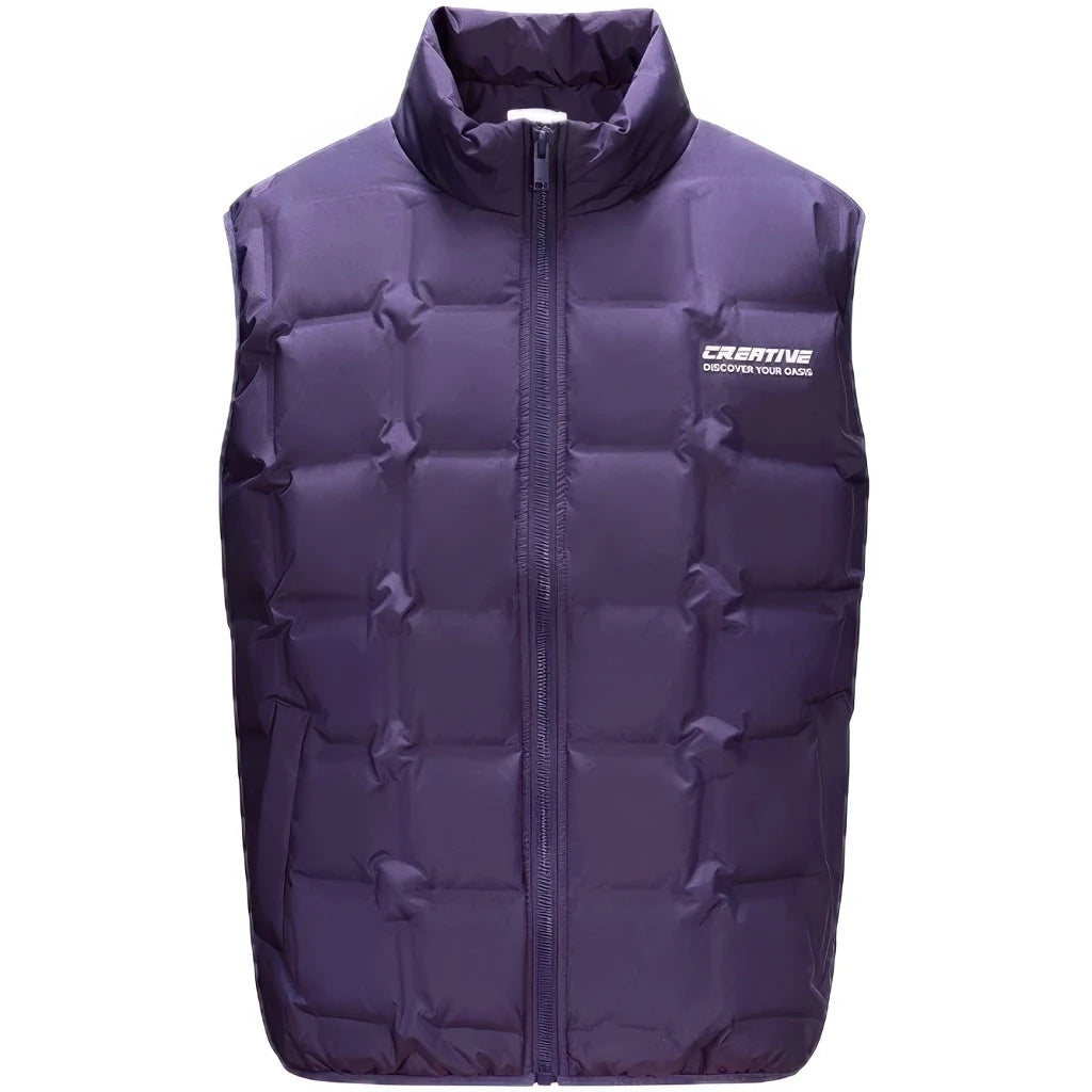 Doudoune sans Manche Chic Homme, coloris violet, vue de face sur fond blanc