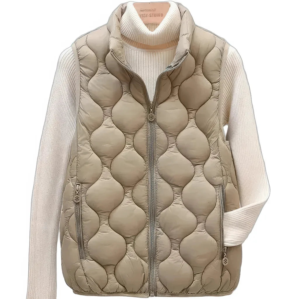Doudoune sans Manche Courte Femme, coloris beige