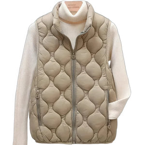 Doudoune sans Manche Courte Femme, coloris beige