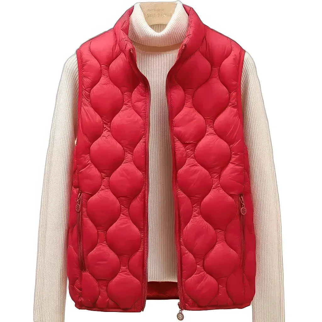 Doudoune sans Manche Courte Femme, coloris rouge