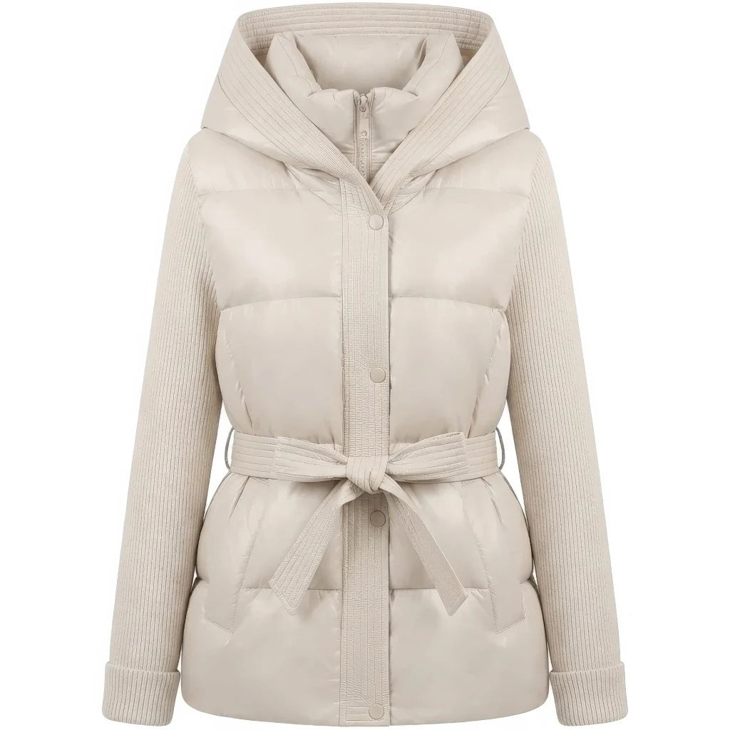 Doudoune sans manche creme femme blanc creme, vue de face