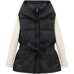 Doudoune sans manche creme femme noire, vue de face
