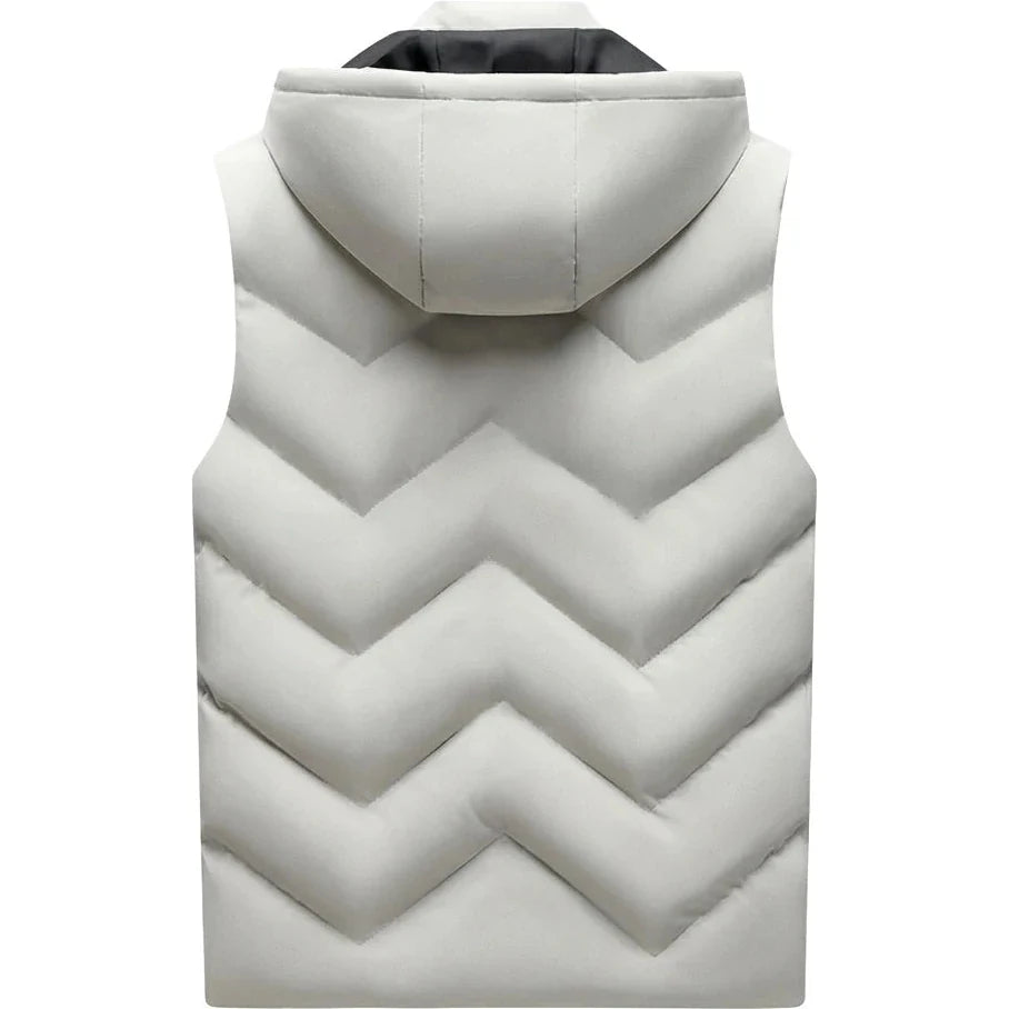Doudoune sans Manche Crème Homme, coloris crème, vue de dos avec capuche
