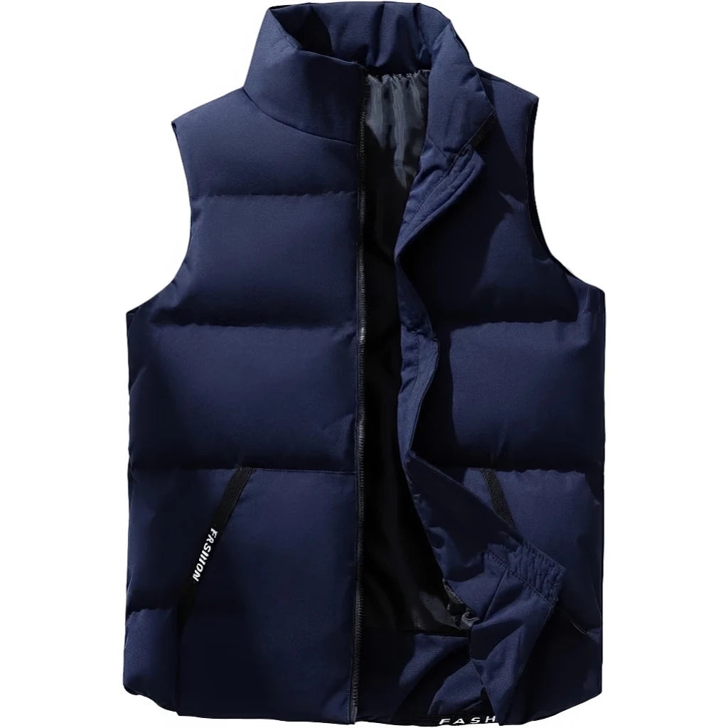 Doudoune sans Manche Écru Homme, coloris bleu marine, vue de face sur fond blanc