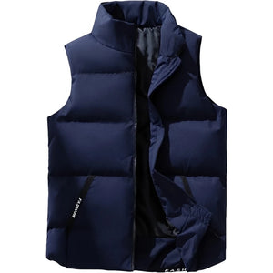 Doudoune sans Manche Écru Homme, coloris bleu marine, vue de face sur fond blanc
