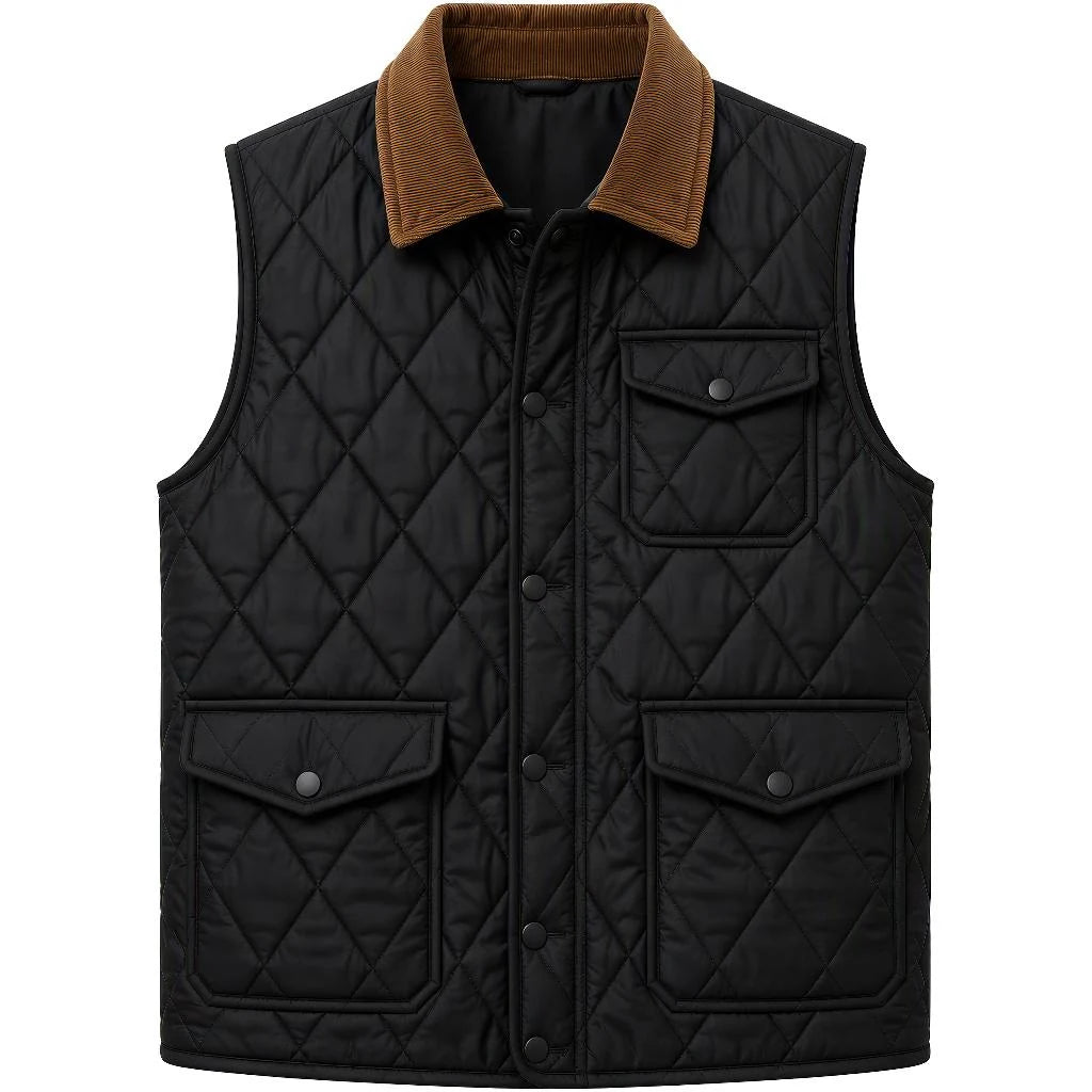 Doudoune sans manche equitation homme noir, vue de face