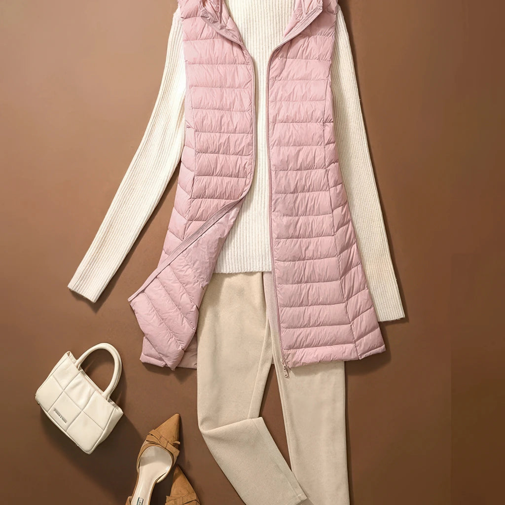 Doudoune sans Manche Femme Duvet et Plume, coloris rose