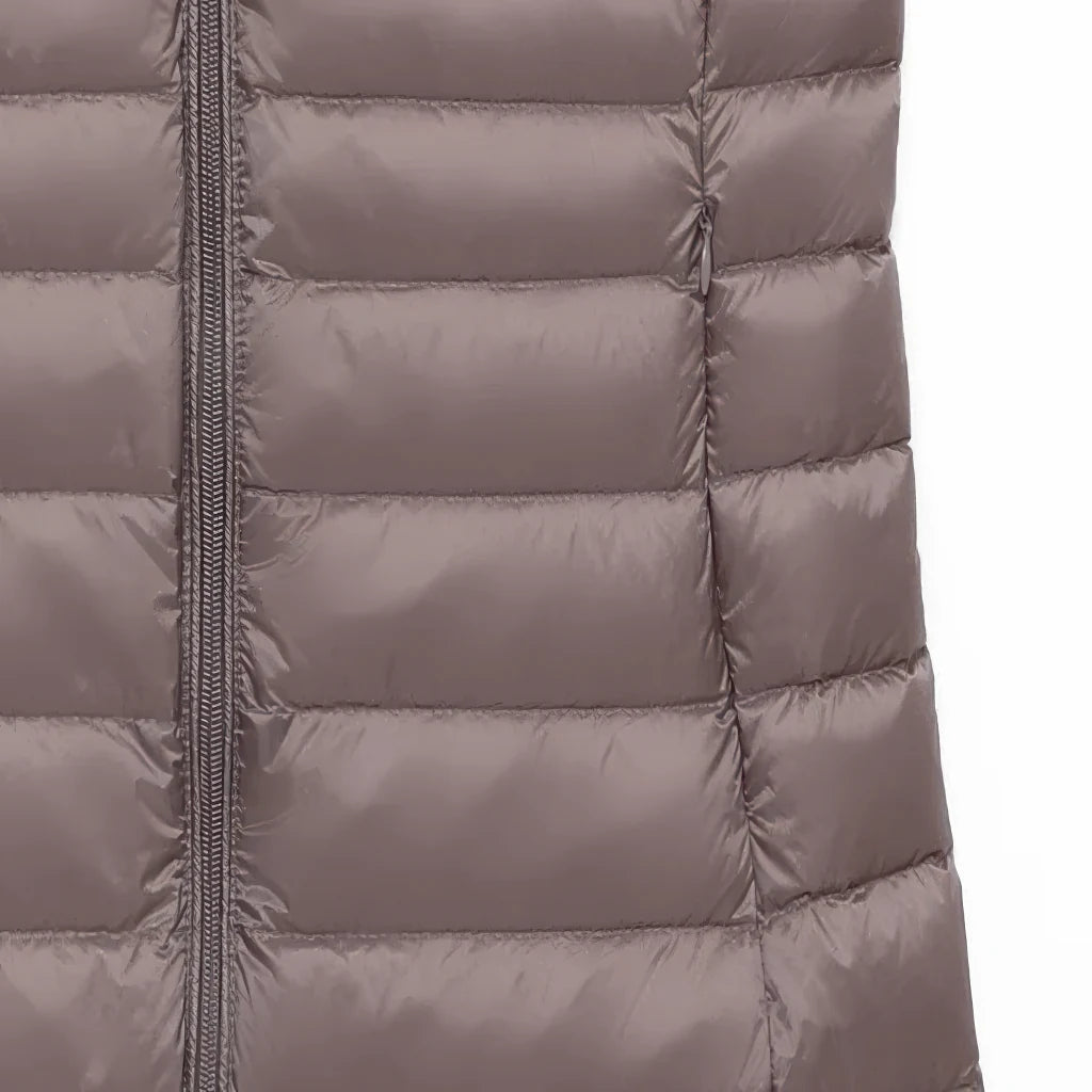Doudoune sans Manche Femme en Duvet, posée à plat, taupe
